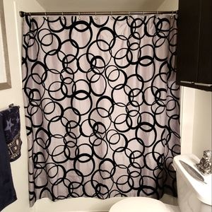 Fabric Shower Curtain & Hooks